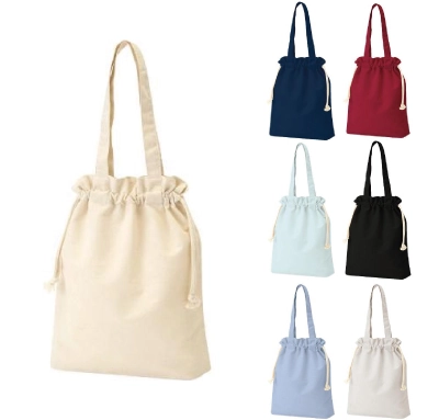 0871 厚手コットンガゼット巾着トート(M)